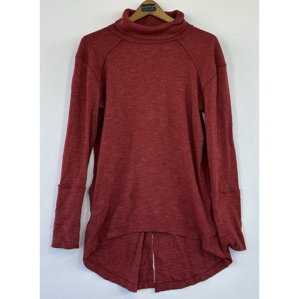Free People Turtleneck BOHO Sweater Red Athleisure Women's Sz L
